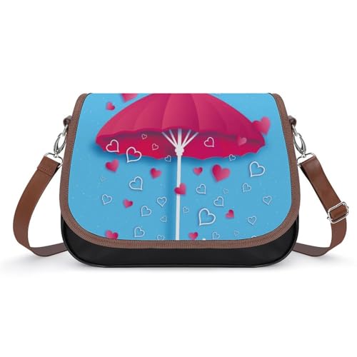 VNJVPWLQW Umhängetasche Damen Liebe Rote Regenschirm Schultertasche Crossbody Tasche Handytasche Geldbörsen 31x22x11cm von VNJVPWLQW