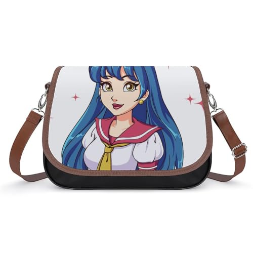 VNJVPWLQW Umhängetasche Damen Mädchen Mit Blauen Haaren Schultertasche Crossbody Tasche Handytasche Geldbörsen 31x22x11cm von VNJVPWLQW