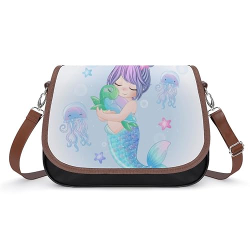 VNJVPWLQW Umhängetasche Damen Meerjungfrau-Mädchen Schultertasche Crossbody Tasche Handytasche Geldbörsen 31x22x11cm von VNJVPWLQW