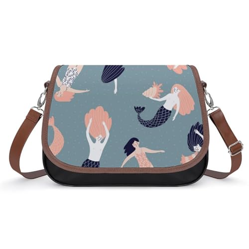 VNJVPWLQW Umhängetasche Damen Meerjungfrau Mädchen Schultertasche Crossbody Tasche Handytasche Geldbörsen 31x22x11cm von VNJVPWLQW