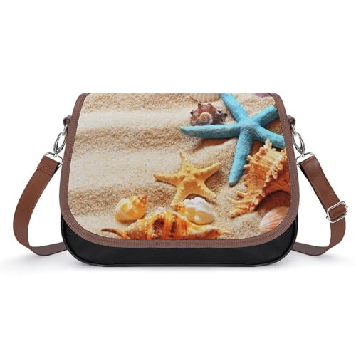 VNJVPWLQW Umhängetasche Damen Muscheln Seestern Schultertasche Crossbody Tasche Handytasche Geldbörsen 31x22x11cm von VNJVPWLQW
