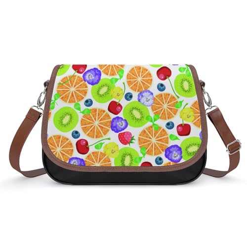 VNJVPWLQW Umhängetasche Damen Orangen Kiwi Blumen Schultertasche Crossbody Tasche Handytasche Geldbörsen 31x22x11cm von VNJVPWLQW