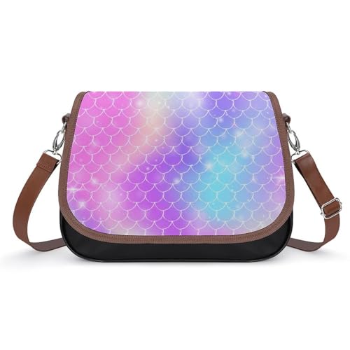 VNJVPWLQW Umhängetasche Damen Regenbogen-Meerjungfrau Schultertasche Crossbody Tasche Handytasche Geldbörsen 31x22x11cm von VNJVPWLQW