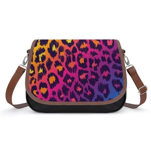 VNJVPWLQW Umhängetasche Damen Regenbogenleopard Schultertasche Crossbody Tasche Handytasche Geldbörsen 31x22x11cm von VNJVPWLQW