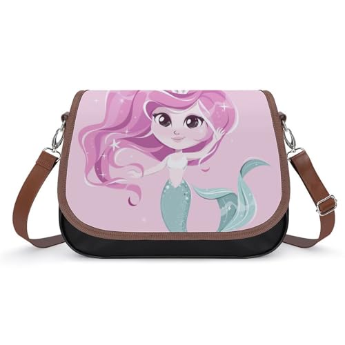 VNJVPWLQW Umhängetasche Damen Rosa Meerjungfrau-Mädchen Schultertasche Crossbody Tasche Handytasche Geldbörsen 31x22x11cm von VNJVPWLQW