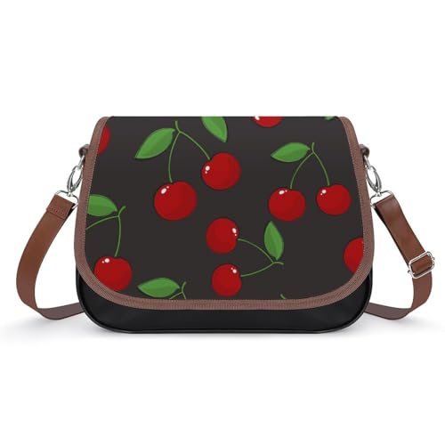 VNJVPWLQW Umhängetasche Damen Rote Kirsche Schultertasche Crossbody Tasche Handytasche Geldbörsen 31x22x11cm von VNJVPWLQW