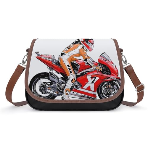 VNJVPWLQW Umhängetasche Damen Rotes Motorrad Schultertasche Crossbody Tasche Handytasche Geldbörsen 31x22x11cm von VNJVPWLQW