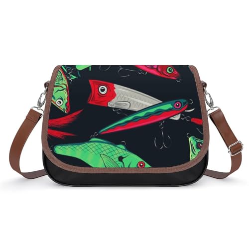 VNJVPWLQW Umhängetasche Damen Rotgrüne Fische Schultertasche Crossbody Tasche Handytasche Geldbörsen 31x22x11cm von VNJVPWLQW