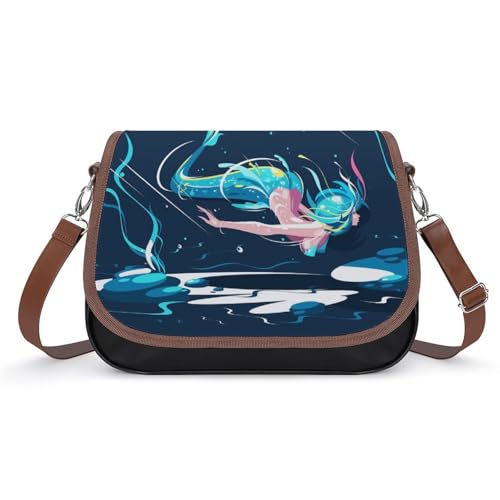 VNJVPWLQW Umhängetasche Damen Schöne Meerjungfrau Schultertasche Crossbody Tasche Handytasche Geldbörsen 31x22x11cm von VNJVPWLQW
