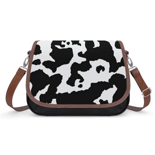 VNJVPWLQW Umhängetasche Damen Schwarz-Weiße Kuh Schultertasche Crossbody Tasche Handytasche Geldbörsen 31x22x11cm von VNJVPWLQW