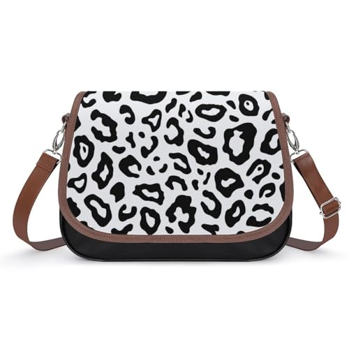 VNJVPWLQW Umhängetasche Damen Schwarzer Leopard Schultertasche Crossbody Tasche Handytasche Geldbörsen 31x22x11cm von VNJVPWLQW