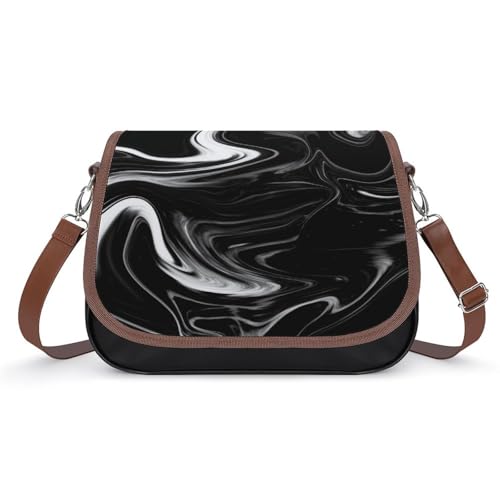 VNJVPWLQW Umhängetasche Damen Schwarzer Marmor Schultertasche Crossbody Tasche Handytasche Geldbörsen 31x22x11cm von VNJVPWLQW
