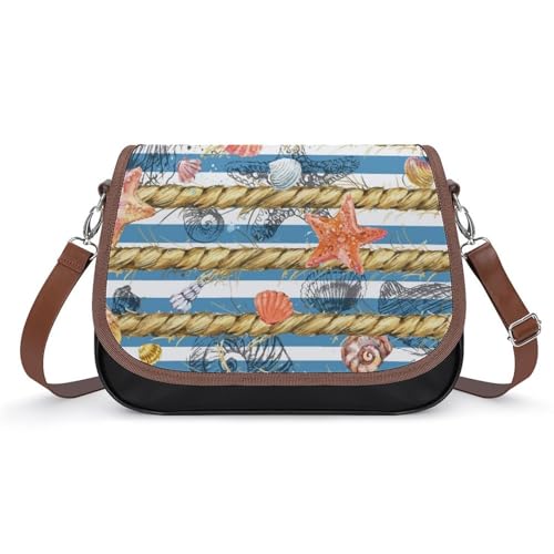 VNJVPWLQW Umhängetasche Damen Seestern Jakobsmuschel Schultertasche Crossbody Tasche Handytasche Geldbörsen 31x22x11cm von VNJVPWLQW