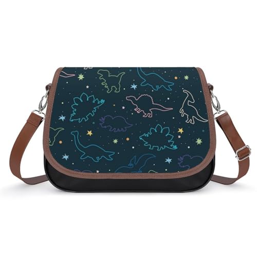 VNJVPWLQW Umhängetasche Damen Süße Stern-Dinosaurier Schultertasche Crossbody Tasche Handytasche Geldbörsen 31x22x11cm von VNJVPWLQW