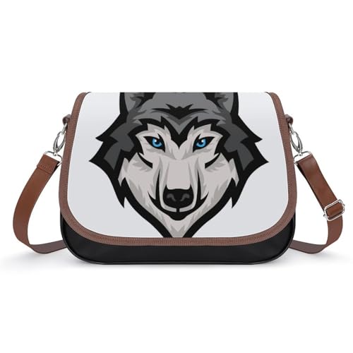 VNJVPWLQW Umhängetasche Damen Tier Wolf Schultertasche Crossbody Tasche Handytasche Geldbörsen 31x22x11cm von VNJVPWLQW