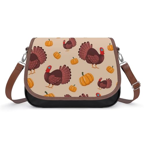 VNJVPWLQW Umhängetasche Damen Truthahn Und Kürbis Schultertasche Crossbody Tasche Handytasche Geldbörsen 31x22x11cm von VNJVPWLQW