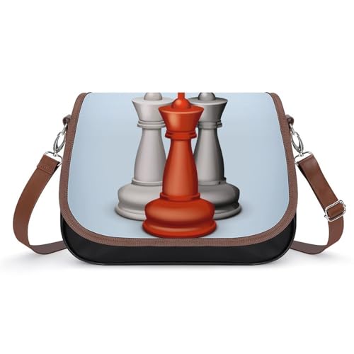 VNJVPWLQW Umhängetasche Damen Weiß-Rotes Schach Schultertasche Crossbody Tasche Handytasche Geldbörsen 31x22x11cm von VNJVPWLQW