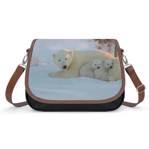 VNJVPWLQW Umhängetasche Damen Winterbär Schultertasche Crossbody Tasche Handytasche Geldbörsen 31x22x11cm von VNJVPWLQW