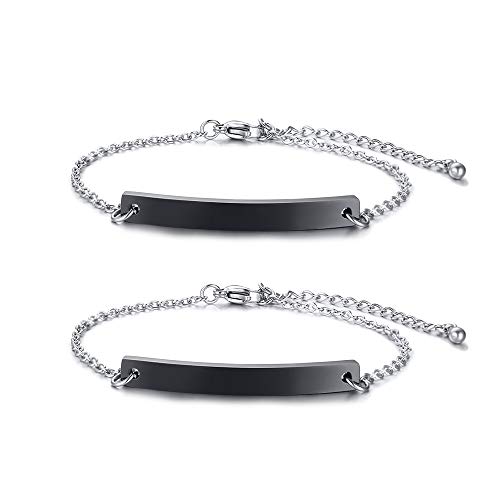 Armband Damen Gravur Namen Edelstahl:VNOX Partnerarmband Personalisiert|BFF Armbänder für 2|Brautjungfer Armbänder|Schwestern Geburtstagsgeschenk von VNOX