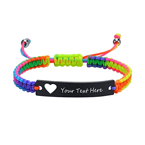 Armband Damen mit Gravur Geflochten Freundschaft:VNOX 1pcs Einstellbar Bunt Handgefertigtes Personalisierte Brautjungfer Partner Schwestern Seilarmband|Paar Armbänder von VNOX