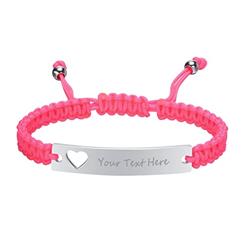 Armband Damen mit Gravur Geflochten Freundschaft:VNOX 1pcs Einstellbar Rosa Handgefertigtes Personalisierte Brautjungfer Partner Schwestern Seilarmband|Paar Armbänder von VNOX