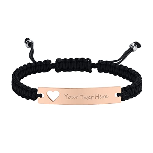 Armband Damen mit Gravur Geflochten Freundschaft:VNOX 1pcs Einstellbar Roségold Handgefertigtes Personalisierte Brautjungfer Partner Schwestern Seilarmband|Paar Armbänder von VNOX