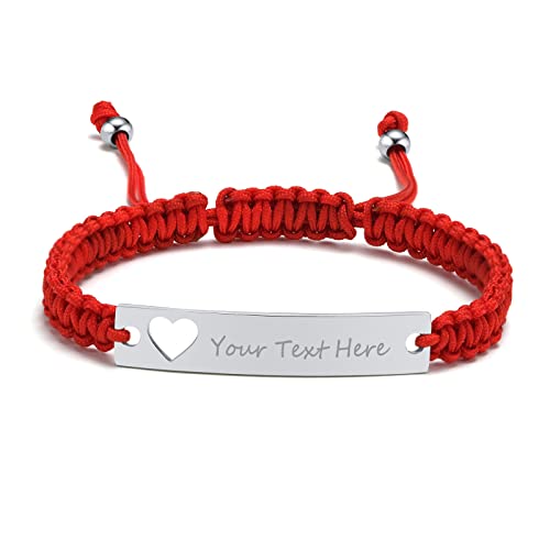 Armband Damen mit Gravur Geflochten Freundschaft:VNOX 1pcs Einstellbar Rot Handgefertigtes Personalisierte Brautjungfer Partner Schwestern Seilarmband|Paar Armbänder von VNOX