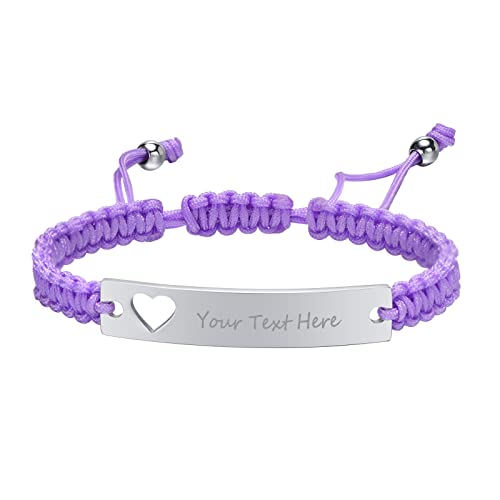 Armband Damen mit Gravur Geflochten Freundschaft:VNOX 1pcs Einstellbar Violett Handgefertigtes Personalisierte Brautjungfer Partner Schwestern Seilarmband|Paar Armbänder von VNOX