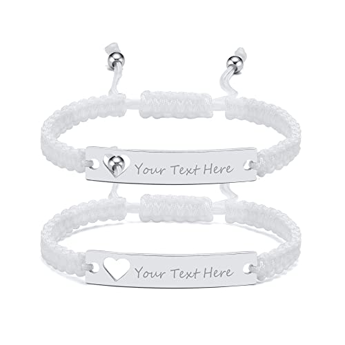 Armband Damen mit Gravur Geflochten Freundschaft:VNOX 2pcs Einstellbar Weiß Handgefertigtes Personalisierte Brautjungfer Schwestern Partner Seilarmband|Paar Armbänder Armband Damen mit Gravur Geflochten Freundschaft:VNOX 2pcs Einstellbar Weiß Handgefertigtes Personalisierte Brautjungfer Schwestern Partner Seilarmband|Paar Armbänder von VNOX