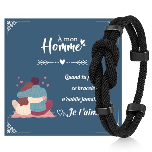Paracord Armband Herren Schwarzes Segeltau: Handgewebtes Unendlichkeitsarmband Einstellbar Inklusive Grußkarte Geburtstagsgeschenk für Männer Ehemann Junge Freund Paracord Armband Herren Schwarzes Segeltau: Handgewebtes Unendlichkeitsarmband Einstellbar Inklusive Grußkarte Geburtstagsgeschenk für Männer Ehemann Junge Freund von VNOX
