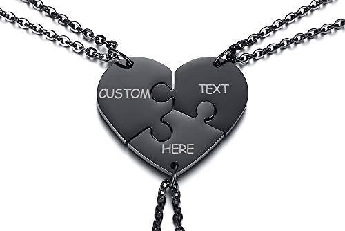 VNOX 2/3/4/5 Pcs Anpassen Personalisierte Freundschaft/Liebe Familie Puzzle Paar Anhänger Halsketten/Schlüsselanhänger/Armbänder für Liebhaber Freund BFF, Edelstahl Schmuck,Kostenlose Gravur von VNOX