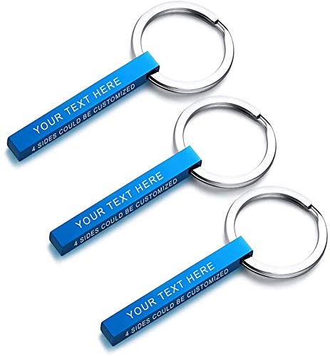 VNOX 3Stk Personalisierte Kundenspezifische Paare BFF Brüder Schwestern Familie Partner Schlüsselanhänger 4Seiten Name 3D Vertikale Quader Bar Schlüsselanhänger Gepäck/Tasche Zubehör,Kostenlose Gravur von VNOX