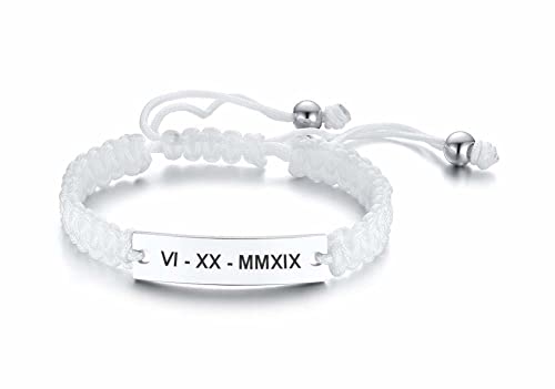 VNOX Armband Damen Herren mit Gravur Geflochten 1pcs Einstellbar Bunt Handgefertigtes Personalisierte Freundschaft Brautjungfer Partner Schwestern Seilarmband|Paar Armbänder von VNOX