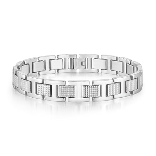 VNOX Armband Herren Silber Geschenk Vatertag: Großes Männerarmband Edelstahl Verstellbare 23cm Länge 12mm Breite, Jahrestag Geschenk für Ihn Papa Sohn Bruder von VNOX