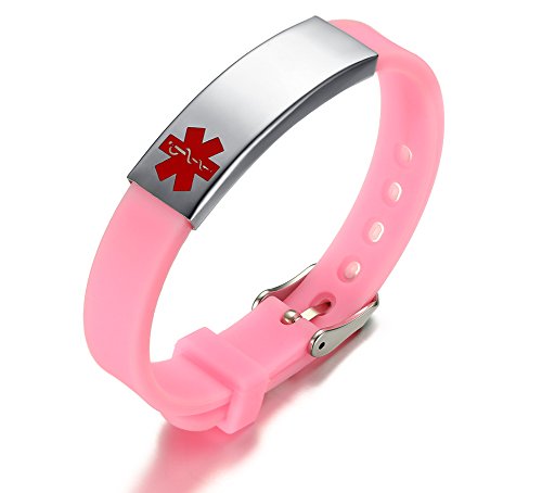 VNOX Edelstahl Customization Personalisierte Medizinische Alert ID Nachricht Armband aus Gummi Einstellbare Medizinische Silikon ID Armband von VNOX