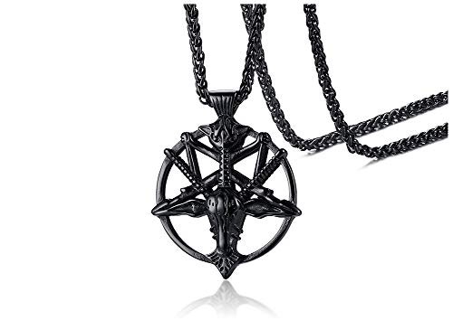 VNOX Edelstahl Invertiertes Pentagramm Siegel von Luzifer Heidnisches Okkultes Siegel des Satans Satanisches Symbol Anhänger Halskette Religiöser Schmuck,Freie Kette (Halskette G.) von VNOX