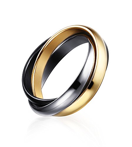 VNOX Frauen Stainless Steel Russian Tricolor Verschlungene Trinity Ringe für Hochzeit Verlobung Versprechen von VNOX