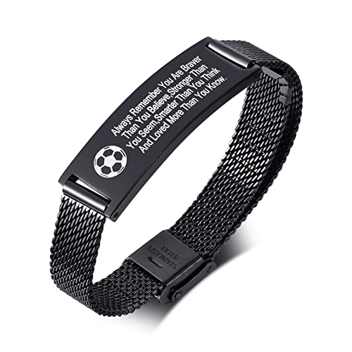 VNOX Fußball Armband Herren Inspirierendes Sohn Fußball Armbänder Du Bist Mutiger Fußballarmband für Fußballfans Team Männer Mädchen Jungen Fußballliebhaber,Fußballthema,Weihnachten von VNOX