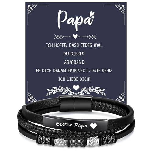 VNOX Geschenke für Papa Lederarmband Herren: Männer Armband mit Gravur für Papa Geschenk für Papa/Ehemann/Sohn Weihnachten Geburtstag Vatertag Geschenk VNOX Geschenke für Papa Lederarmband Herren: Männer Armband mit Gravur für Papa Geschenk für Papa/Ehemann/Sohn Weihnachten Geburtstag Vatertag Geschenk von VNOX