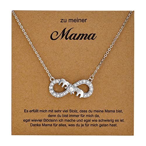 VNOX Halskette Mama Geschenke Herz unendlichkeitszeichen, Platte Silber Anhänger Necklace Schmuck für Freundin Damen, Mutter, Schwester, 5A Cubic Zirconia (unendlich) von VNOX