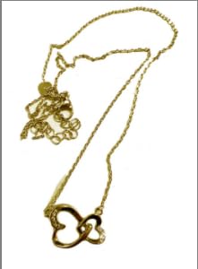 VNOX Kupfer-Halskette mit herzförmigen Doppelringen und Zirkon, goldfarben von VNOX