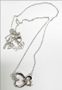 VNOX Kupfer-Halskette mit herzförmigen Doppelringen und Zirkon, silberfarben von VNOX