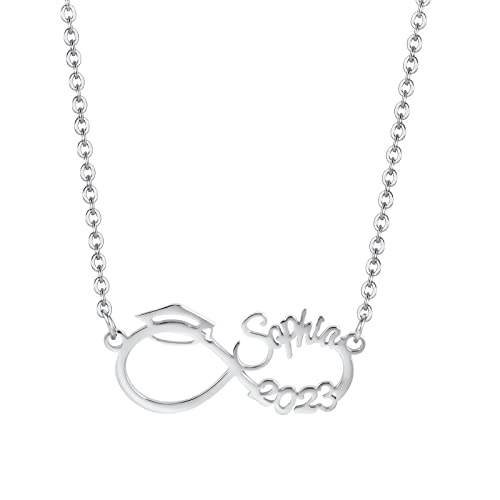 VNOX Namenskette Personalisiert Kette mit Namen Halskette Damen mit Gravur Geburtsstein Kette Schmuck Weihnachten Geschenke für Frauen Freundin Mutter(Infinity-1-（Gold/Silver/RoseGold）) von VNOX