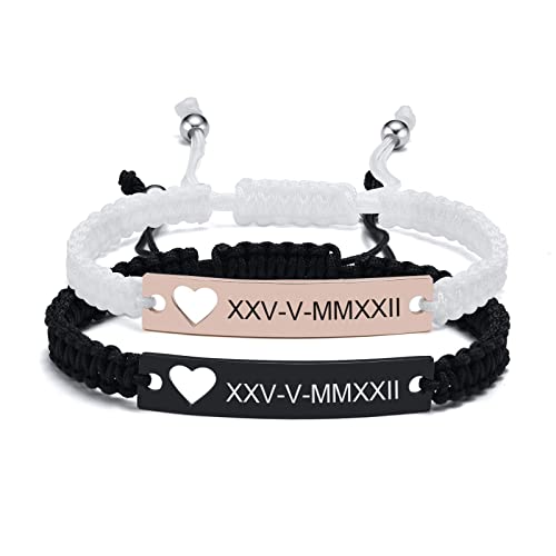 VNOX Paar Armbänder Partner Freundschaft Schwestern 2pcs Rot Schwarz Geflochten Einstellbar Bunt Handgefertigtes Brautjungfer Seilarmband|Armband Damen mit Gravur von VNOX