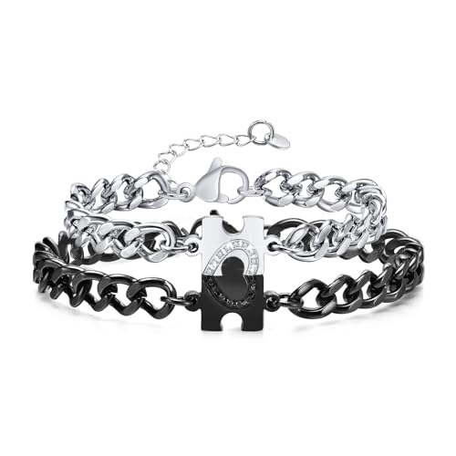 VNOX Paar Armband Herren Damen Geschenk : Edelstahl Armbänder für Männer Silber 21cm Länge Schmuck für Tocher Freund Ehemann Ich Liebe Dich von VNOX