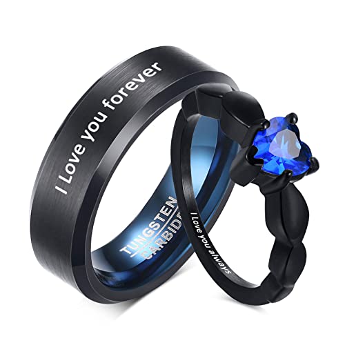 VNOX Paar Ringe Set Edelstahl mit Gravur Herrenring Wolframstahl Blau Hochzeitsring mit Zirkon Personalisiert Freundschaftsringe Partnerringe mit Graviert für Männer Frauen VNOX Paar Ringe Set Edelstahl mit Gravur Herrenring Wolframstahl Blau Hochzeitsring mit Zirkon Personalisiert Freundschaftsringe Partnerringe mit Graviert für Männer Frauen von VNOX