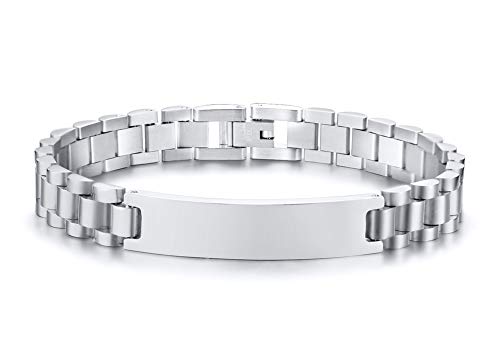 VNOX Personalisierte Anpassen Gravur Edelstahl Message ID Name Link Verstellbares Armband für Männer Frauen von VNOX