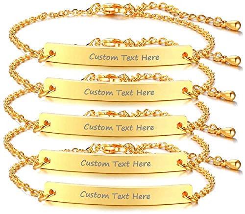 VNOX Personalisierte Anpassen Schwestern BFF Brautjungfern Frauen Mädchen Set 2/3/4/5 Edelstahl Name ID Nachricht Elegante Tag Bar Link Armband,Einstellbar von VNOX