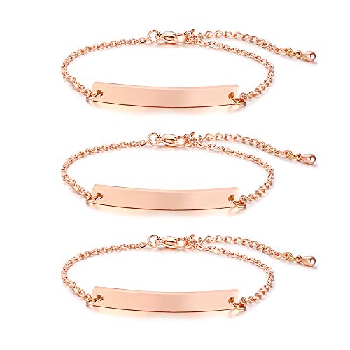 VNOX Personalisierte Anpassen Schwestern BFF Brautjungfern Frauen Mädchen Set 2/3/4/5 Edelstahl Name ID Nachricht Elegante Tag Bar Link Armband,Einstellbar von VNOX