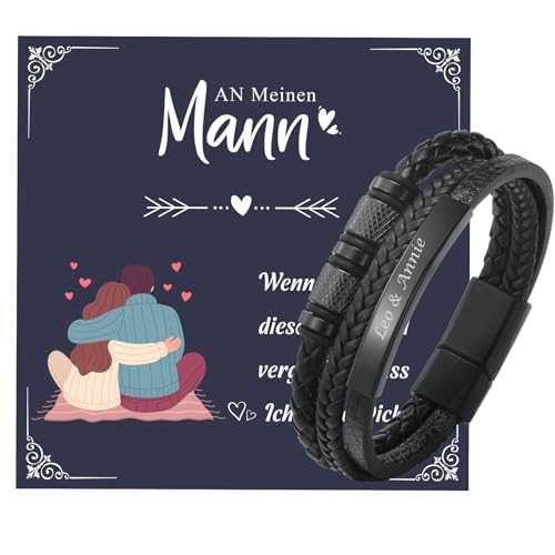 VNOX Personalisierte Armband Herren Schwarz Lederarmband : Geschenk für Ihn Freund Männer Gravur Armbänder Geflochten Echtes Leder Armband Mode-schmuck für Papa Sohn Ich Liebe Dich Schmuck Geschenk VNOX Personalisierte Armband Herren Schwarz Lederarmband : Geschenk für Ihn Freund Männer Gravur Armbänder Geflochten Echtes Leder Armband Mode-schmuck für Papa Sohn Ich Liebe Dich Schmuck Geschenk von VNOX